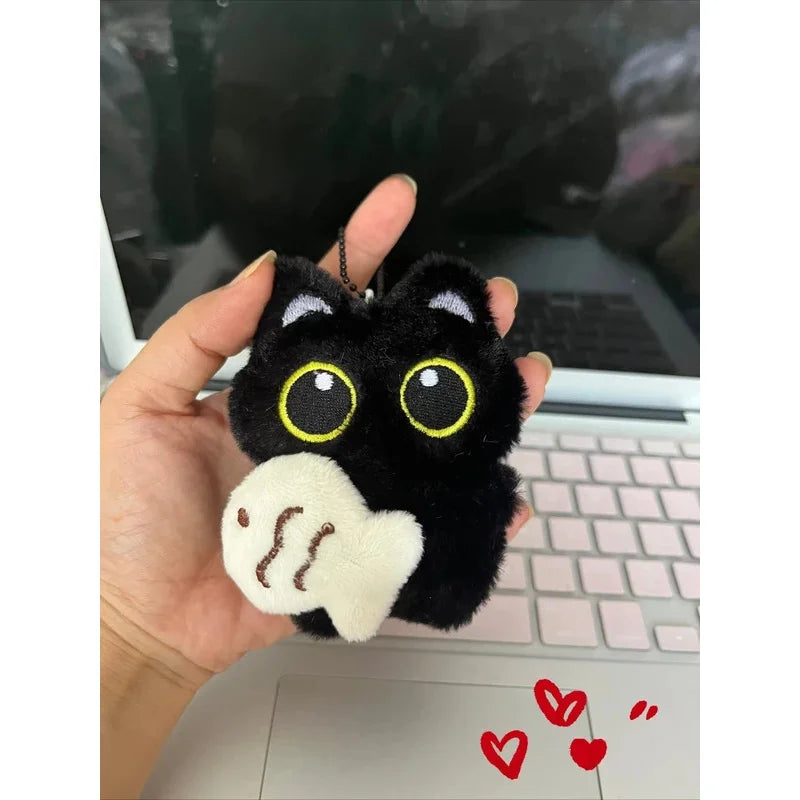 Dark Shadow Cat, For Lonely Bags, Soft Velvet Fur, Plush Key Chain Ring