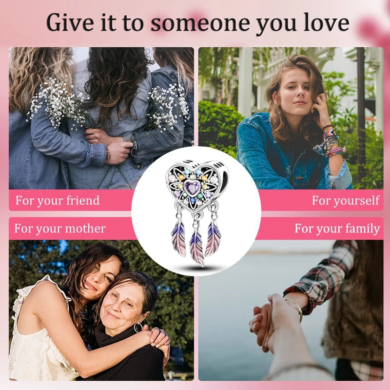 Pink Charms Original 925 Sterling Silver Heart Bow Perfume Bottle Charms Beads Pendants Fit Bracelet DIY Women Jewelry Making
