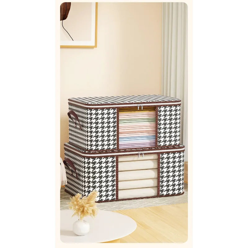 New style Houndstooth Storage Visual Portable Quilt Bag Multifunctional Dustproof Home Moving Packing and Organizing Storage Box