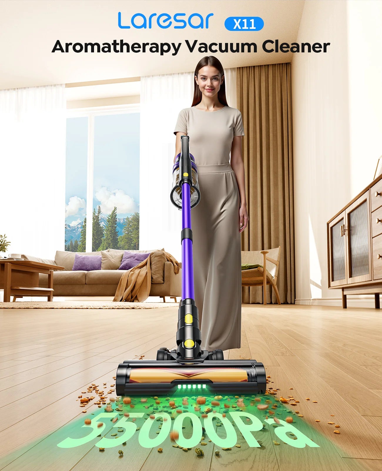 Laresar X11 Wireless vacuum cleaner 550W 55000PA Suction Makes Handheld Smart Home Dust mug 60 Minutes Running Time 3 PCs Filte Set