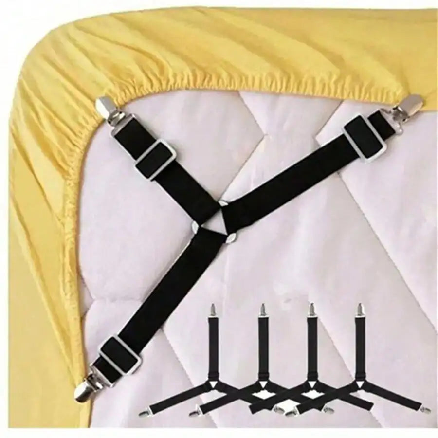 4pcs Triangle Household Bed Sheet Fixers, Adjustable Elastic Sofa BedSheet Fixing Clips, Tablecloth Fixing Belt, Anti-Running Anti-Slip SheetBuckles