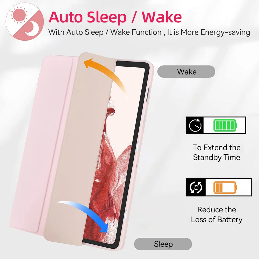 For Samsung Galaxy Tab Case For Tab S8 Ultra 14.6 S8 Plus S7 Plus S7 FE 12.4 S7 S8 11 S6 Lite 10.4 With Pen Slot Tablet Cover