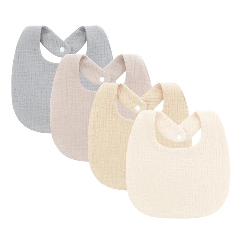 4Pcs Muslin Baby Bibs Burp Clothes Soft Cotton Kids Apron Infant Saliva Towels Toddler Accessories Baby Bibs Set Newborn Gift