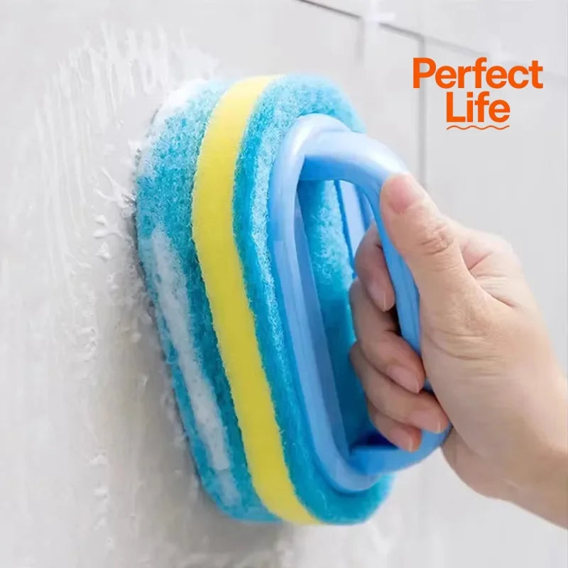 Pot Washing Kitchen Cleaning Brush with Handle - Pot Washing High-Density Thick Scouring Pad Ceramic Tile Wall Cleaning Brush