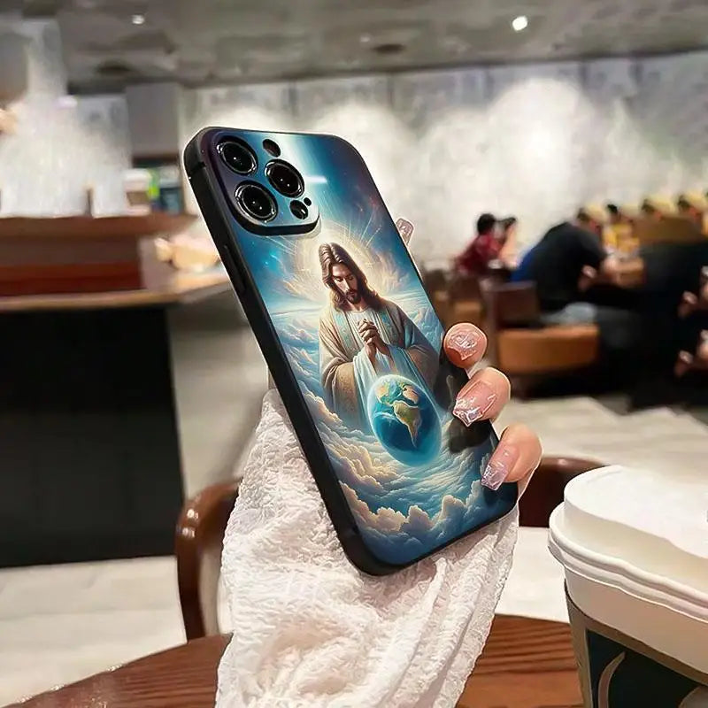 Jesus Pattern Phone Case, Anti-drop Cellphone Protective Case Mobile Phone Cover for IPhone 16 Pro Max 15 Pro 14Plus 13 12 11