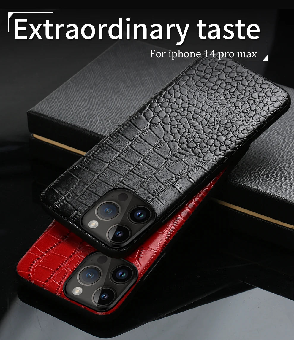 WEFOR Genuine Leather Phone Case for Apple iPhone 14 11 12 13 Pro Max 14Pro 12 Mini X XR XS 6S 6 7 8 Plus SE 2020 Back Cover