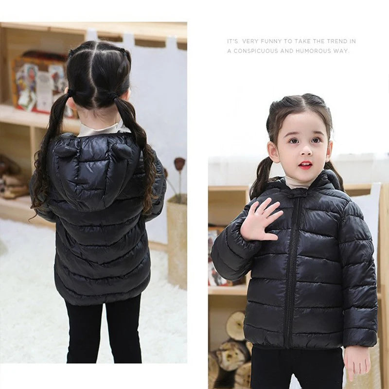 Hooded Lightweight Down Jackets Children Boy Girl Baby Coat Autumn Winter Outerwear Casual Clothing Kids Christmas Birthday Gift