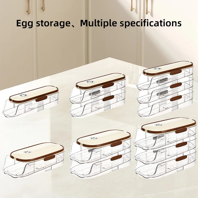 1pc egg storage box, automatic rolling refrigerator egg rack storage, hand-held egg refrigerator side door storagerack