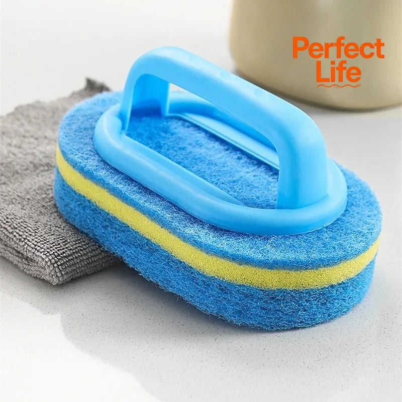 Pot Washing Kitchen Cleaning Brush with Handle - Pot Washing High-Density Thick Scouring Pad Ceramic Tile Wall Cleaning Brush