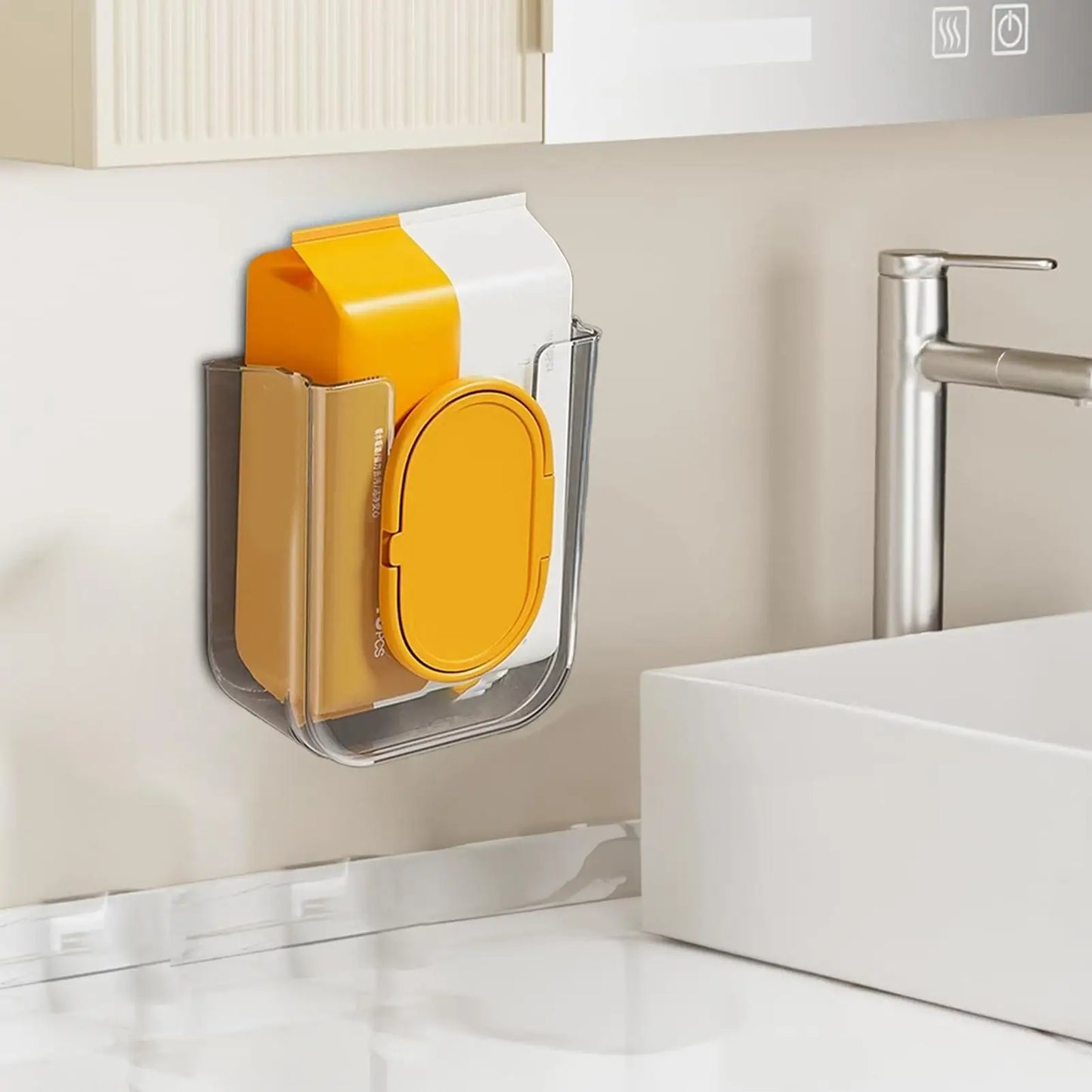Wet Wipes Dispenser Wall Mounted Storage Box Organizer Tissue Dispenser Adhesive Secure Mount for Family Toilet Home Bathroom