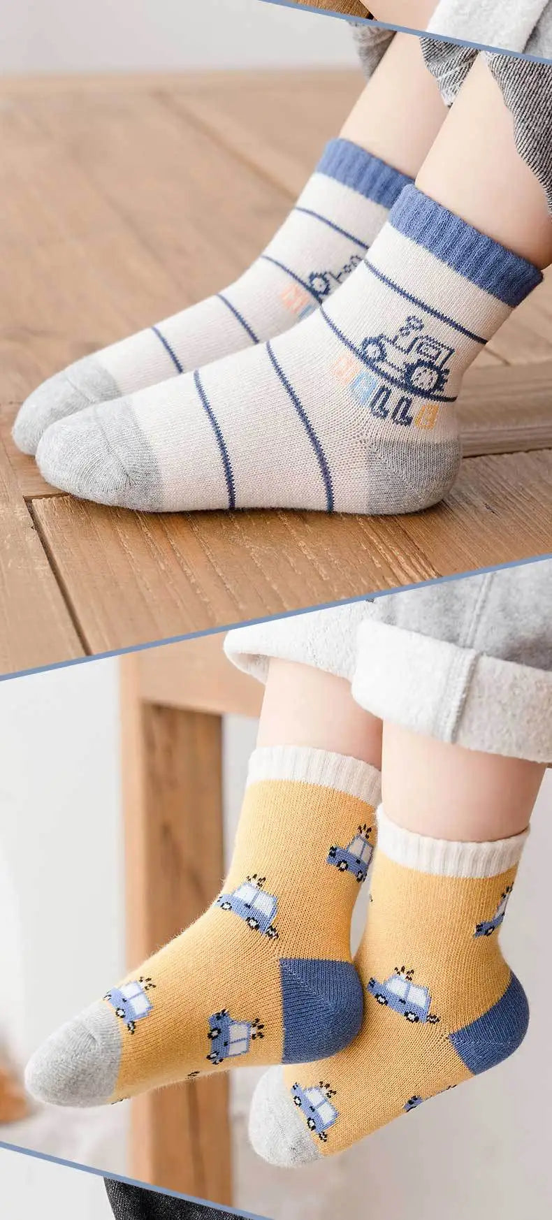 5Pairs/Lot Cartoon Kids Socks Casual Baby Boys Cotton Stripe Spring Autumn Toddler Knitted Children Socks For 1-8Years