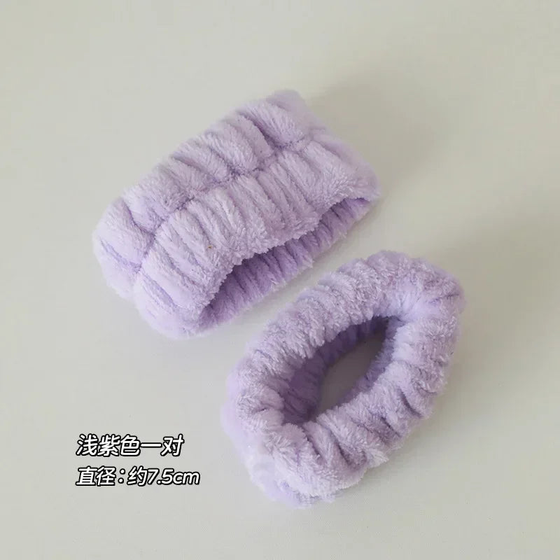 2Pcs One Pair Wash Face and Wrist Band Absorb Water Sports Sweat Wiping Bracelet Hairband Moisture Proof Sleeve Wrist Guard