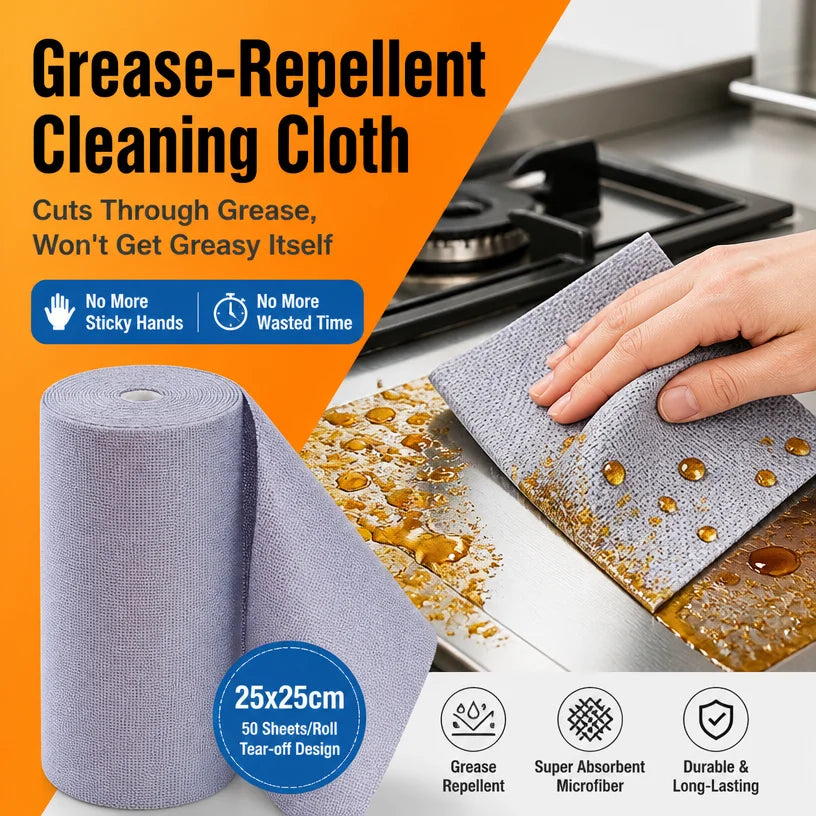 50pcs Non-Stick Oil Dish Cloths, Tear-Off Microfiber Rags, Super Absorbent Kitchen Cleaning Towels for Stove