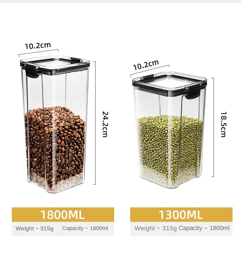 1-4PCS Sealed Jars Kitchen Organizer Grain Storage Boxes Large Capacity Sealed Container Seasoning Jars Set Fresh-keeping Tank