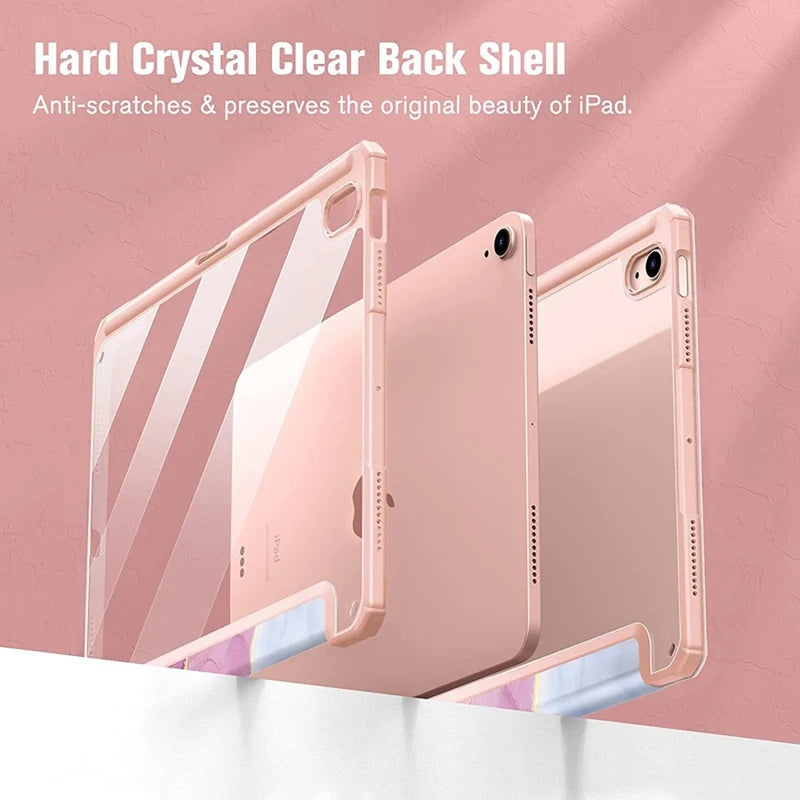 Smart PU Case for iPad Air 4th 5th iPad 10th 10.9 Funda iPad Pro air 12th 11th 11" 7th 8th 9th 10.2 2 9.7 10.5 Transparent Cover