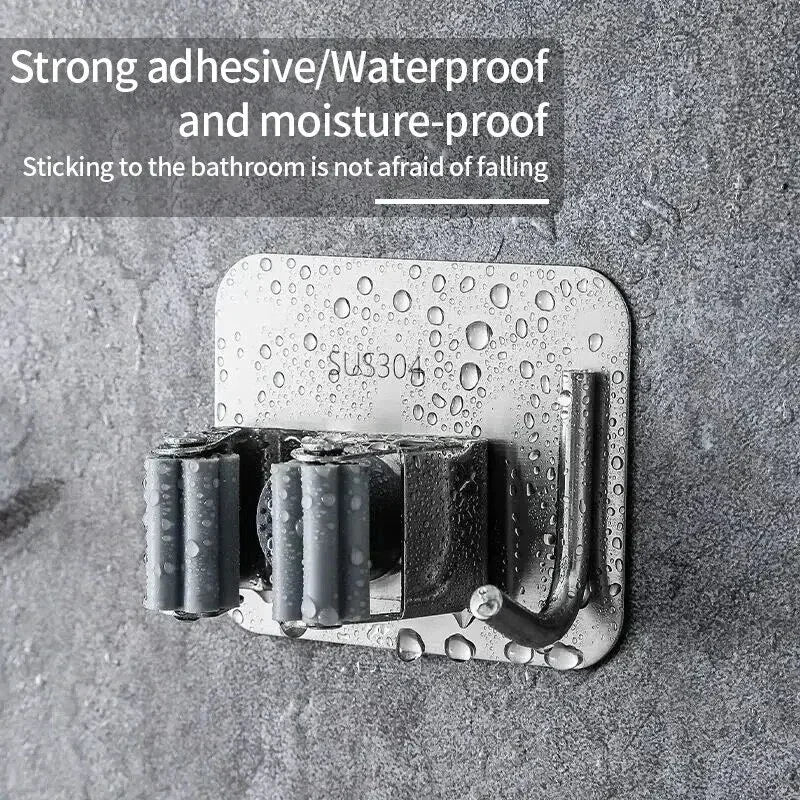 Adhesive Wall Multi-Purpose Hooks for Kitchen & Bathroom Easy Hang No Drill Required Mop And Broom Hanger Home Organizer