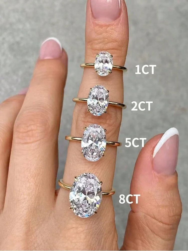 925 Sterling Silve Shiny Gorgeous 1-8CT Oval Zircon Ring For Women Engagement Wedding Luxury High Quality Fine Jewelry