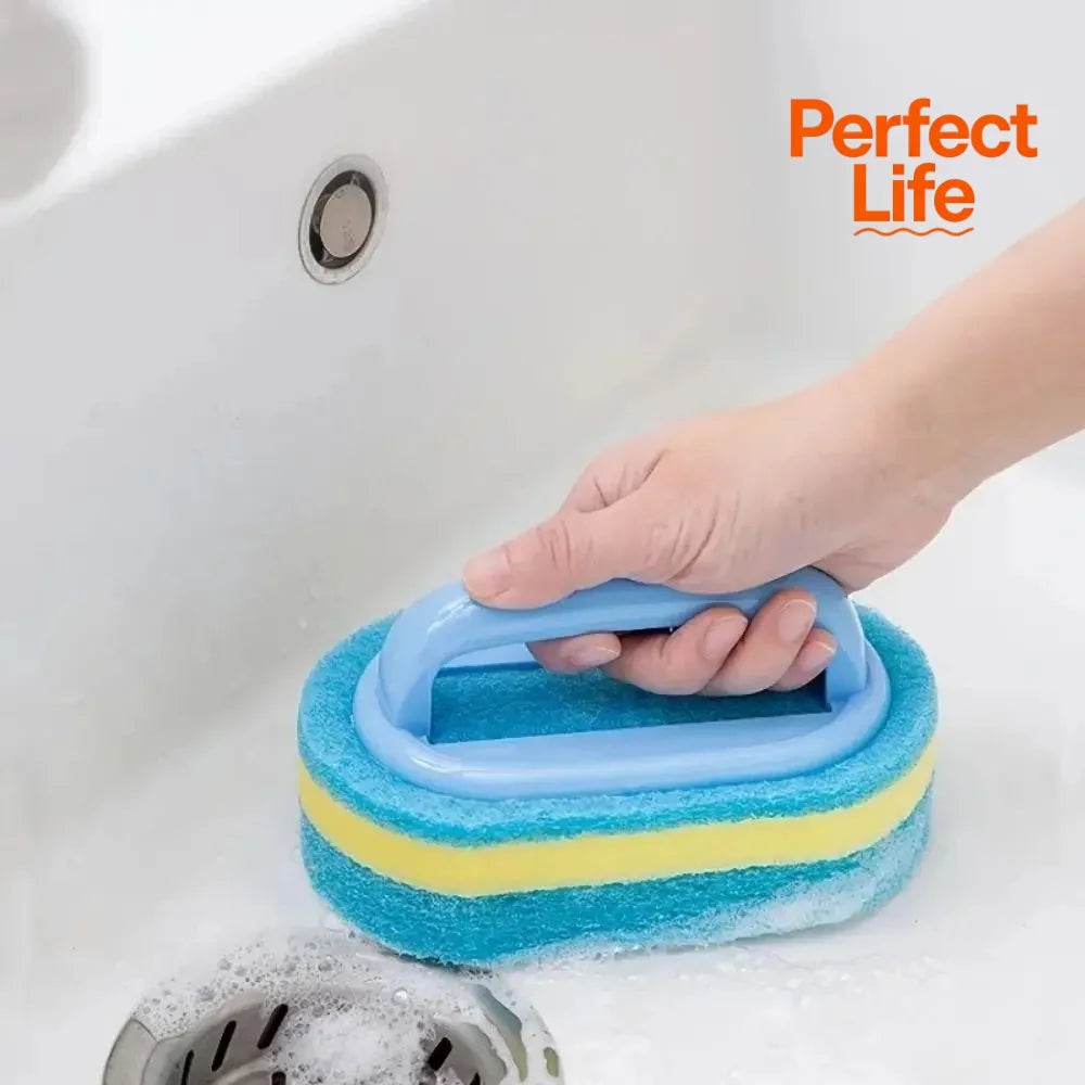 Pot Washing Kitchen Cleaning Brush with Handle - Pot Washing High-Density Thick Scouring Pad Ceramic Tile Wall Cleaning Brush