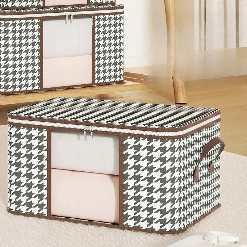 New style Houndstooth Storage Visual Portable Quilt Bag Multifunctional Dustproof Home Moving Packing and Organizing Storage Box