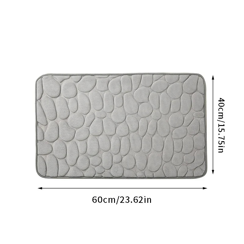 The bathroom door is embossed with pebbles, memory foam bath towel, water absorption, anti-skid indoor floor mat, foot pad
