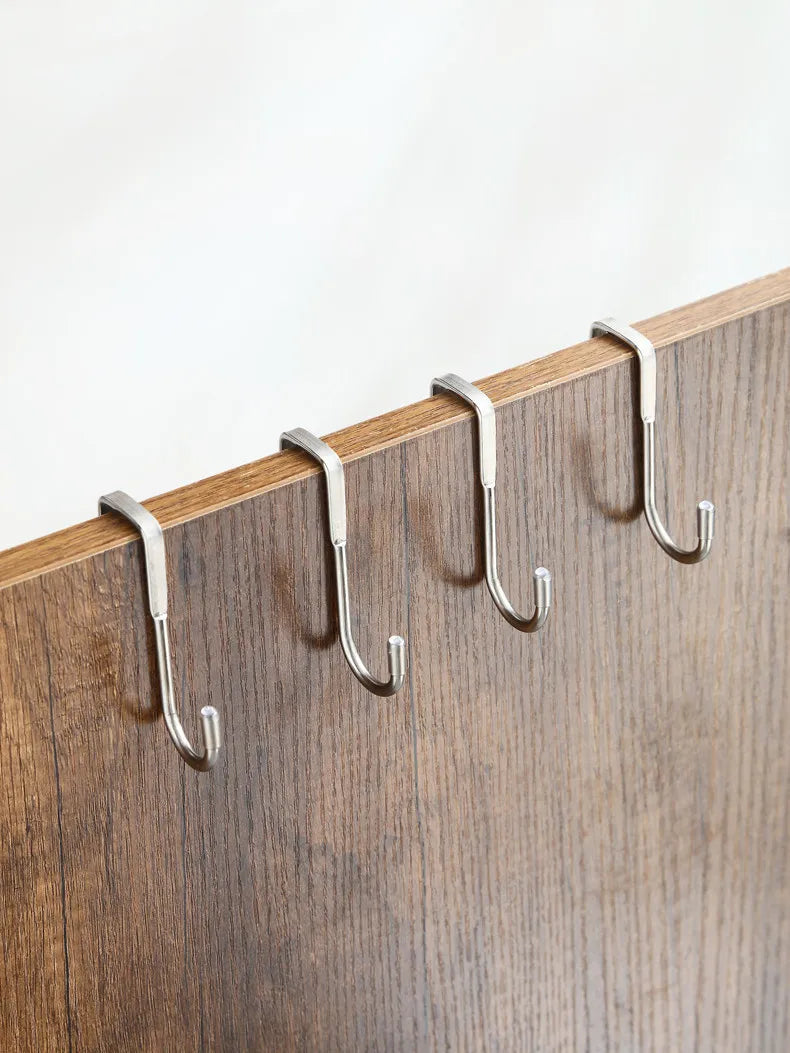 Door Hanger Hook Stainless Steel Double S-Shaped Storage Hook for Bathroom Kitchen Wall Door Organizer Wall Mounted Hooks