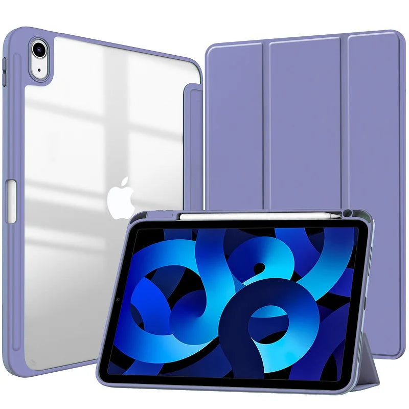 Smart PU Case for iPad Air 4th 5th iPad 10th 10.9 Funda iPad Pro air 12th 11th 11" 7th 8th 9th 10.2 2 9.7 10.5 Transparent Cover