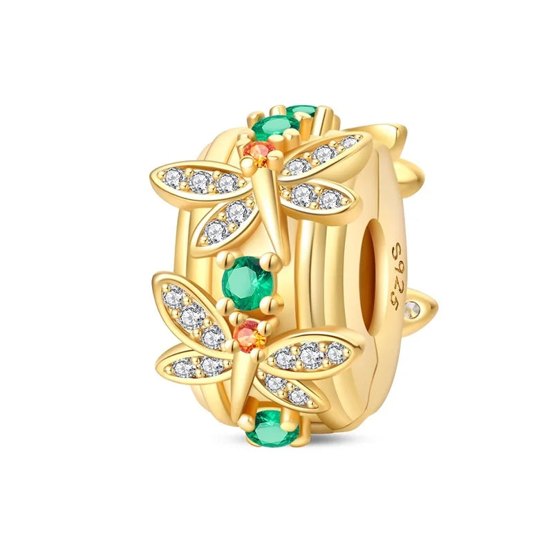 Original 925 Sterling Silver Gold Series DIY Charms Beads Inlaid Zirconium Sun Leopard Pendants Fit Bracelet DIY Jewelry Making
