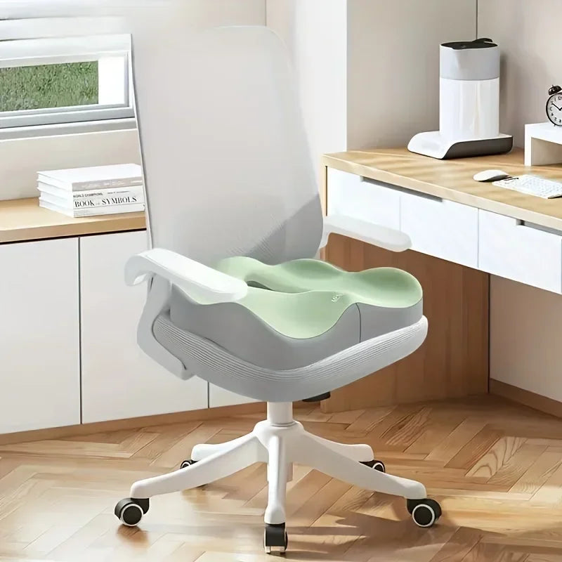 1pc Memory Foam Seat Cushion - 3D Ergonomic Support| Light Green Grey Black Washable Polyester Car Office Essentials
