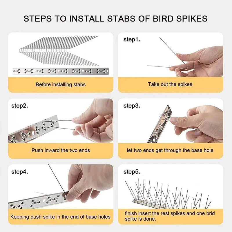 Bird Repellent Spikes Anti Against Birds and Pigeons Hooligans Deterrent Scarecaper Goods Scare Outside Repeller Balconies Pest