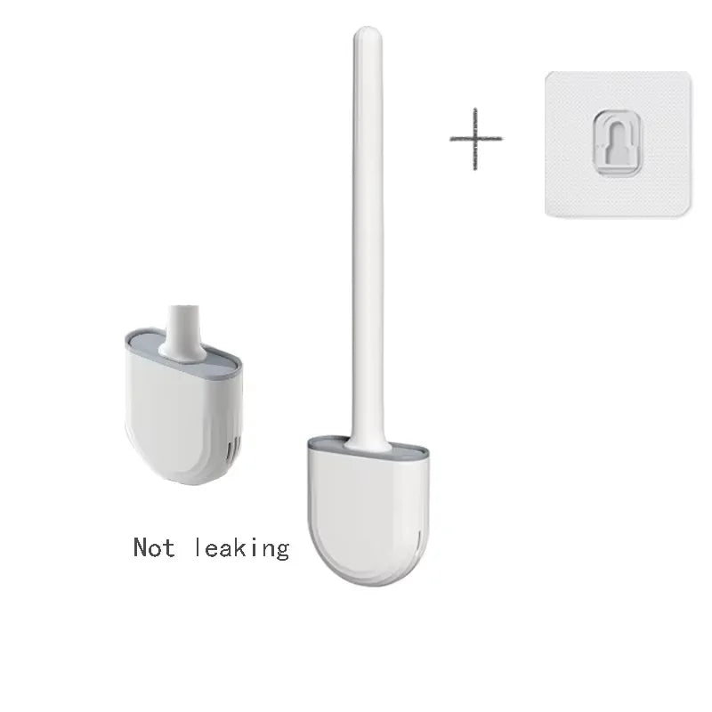 Hanging Silicone Toilet Brush Cleaner with Long Handle Flexible Cleaner Bathroom Brush Quick Drying Holder Bathroom Accessories