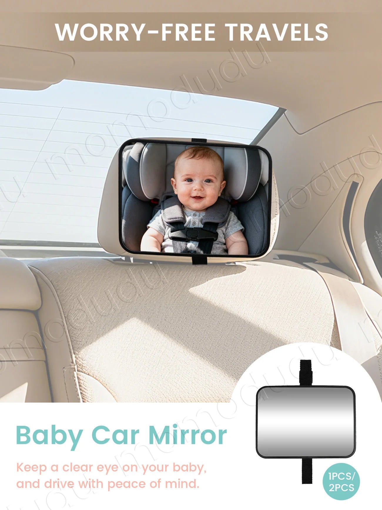 Car Mirrors for Baby Car Seat Shatterproof Mirrors Adjustable Rear-Facing Mirror for of Toddler Easy to Install on Cars Headrest