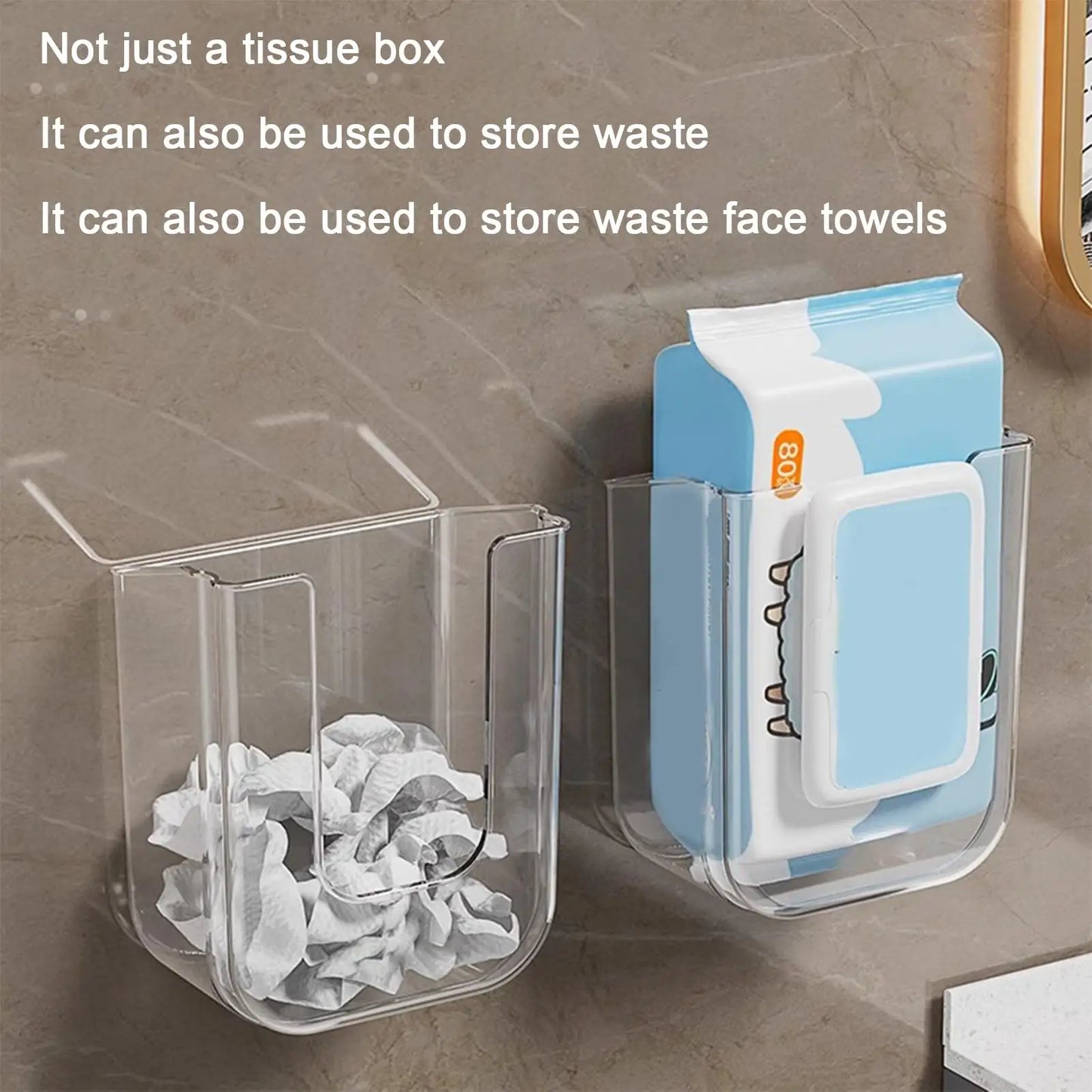 Wet Wipes Dispenser Wall Mounted Storage Box Organizer Tissue Dispenser Adhesive Secure Mount for Family Toilet Home Bathroom