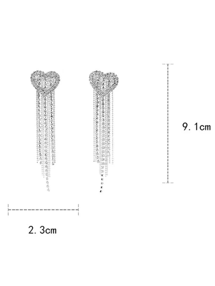 Butterfly Earrings For Women Sparkly Rhinestone Long Tassel Earrings Heart Drop Earrings Wedding Party Jewelry Valentine Gifts C