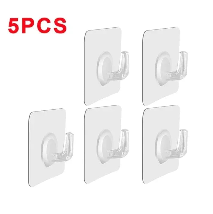 Adhesive Plastic Clear Utility Hooks Transparent Hook for The Drill-Free Wall Waterproof Key Wall Hooks.