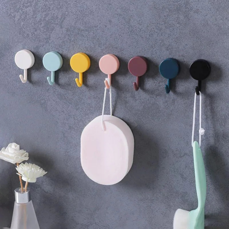 Hook Strong Adhesive Sticking Wall Kitchen Cute Hook Seamless No Punch Sticky Hook Five Pack Random Color