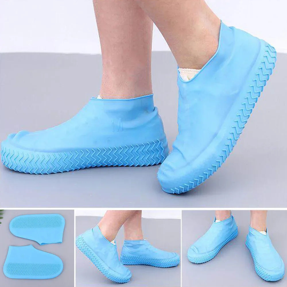 2pcs Waterproof Non-slip Silicone Shoe High Elastic Wear-resistant Unisex Rain Boots for Outdoor Rainy Day Reusable Shoe Cover