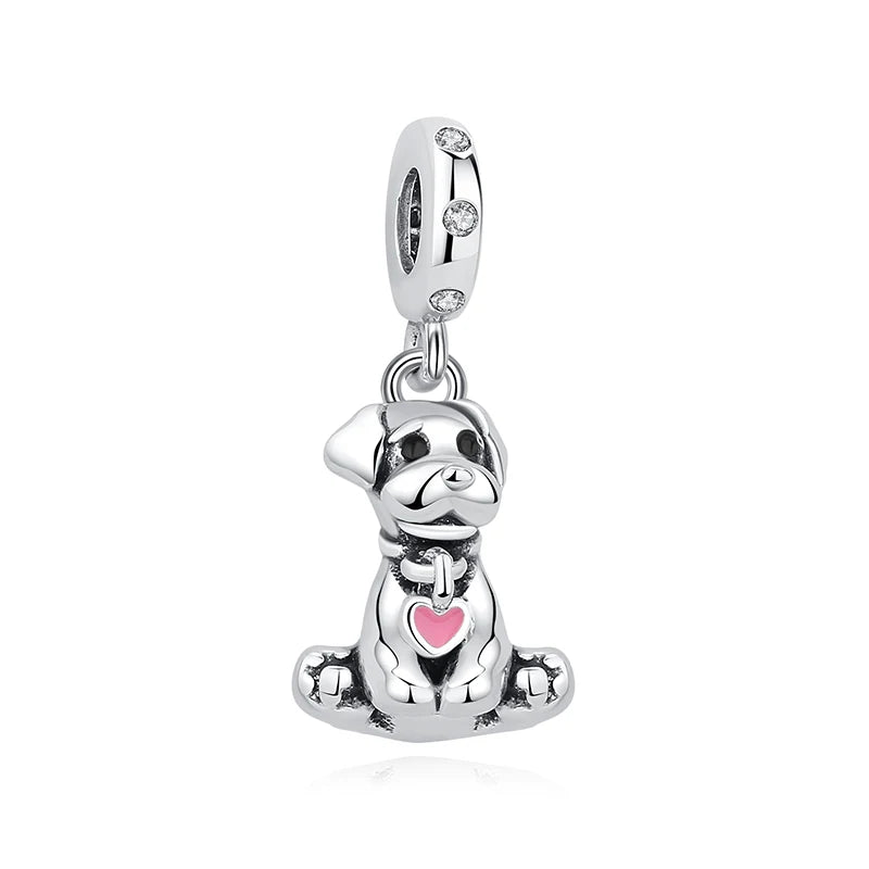 Original 925 Sterling Silver Charms Love Pets Dog Cat Paw Print Pendant Beads Fit Brand Bracelets Necklaces Women DIY Jewelry