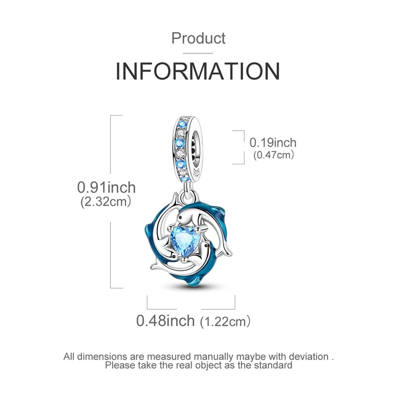 Fit Original 925 Sterling Silver Charms Beads Blue Luminous Whale Shark Seahorse Dolphin Charms For Women Fine DIY Jewelry Gifts