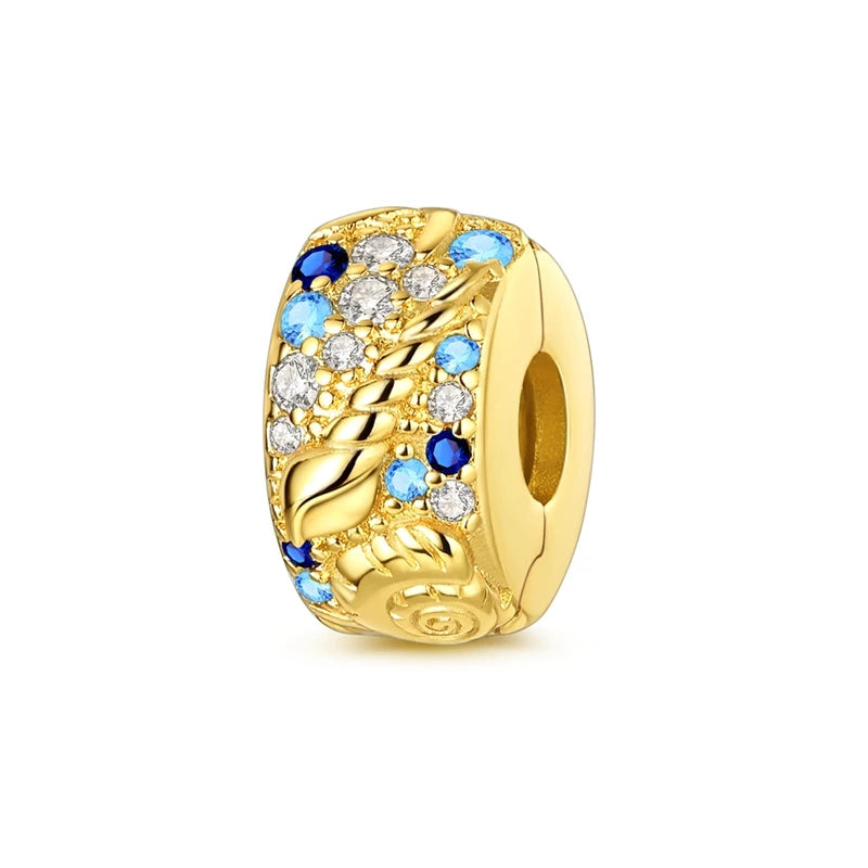 Original 925 Sterling Silver Gold Series DIY Charms Beads Inlaid Zirconium Sun Leopard Pendants Fit Bracelet DIY Jewelry Making