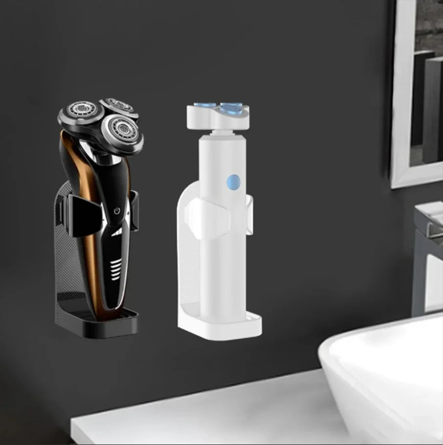 Bathroom Shaver & Toothbrush Holder, Wall Mounted Razor Rack with Adhesive, Space Saving Traceless Organizer for Shaving Accesso