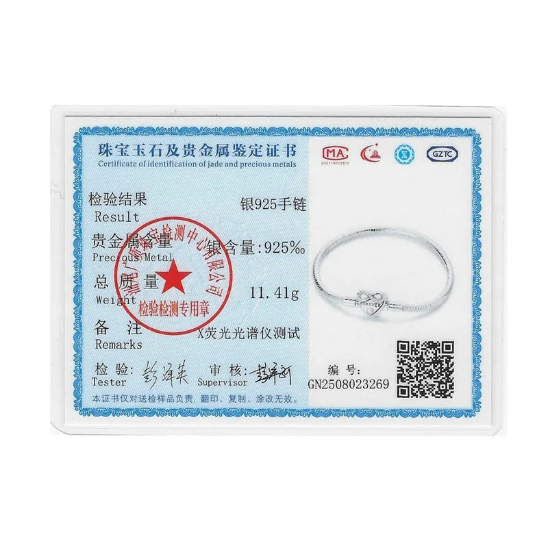 New 925 Sterling Silver Heart Shaped Zircon Snake Bone Bracelet For Women Fashion Birthday Jewelry Gift
