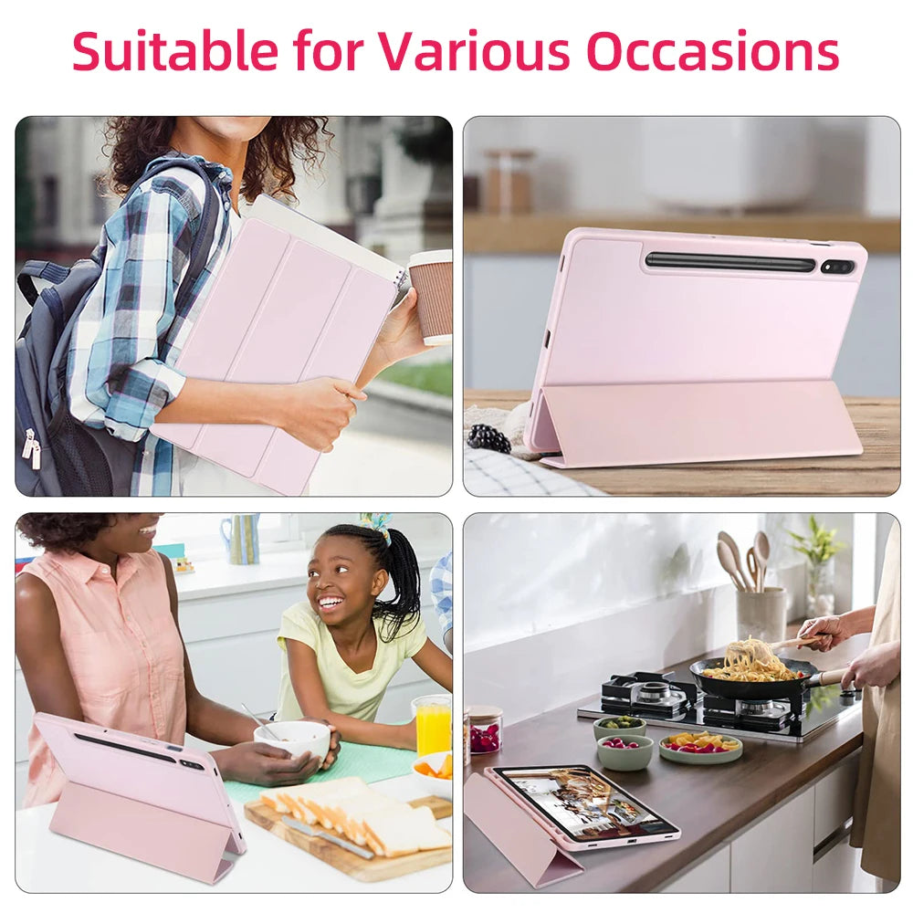 For Samsung Galaxy Tab Case For Tab S8 Ultra 14.6 S8 Plus S7 Plus S7 FE 12.4 S7 S8 11 S6 Lite 10.4 With Pen Slot Tablet Cover