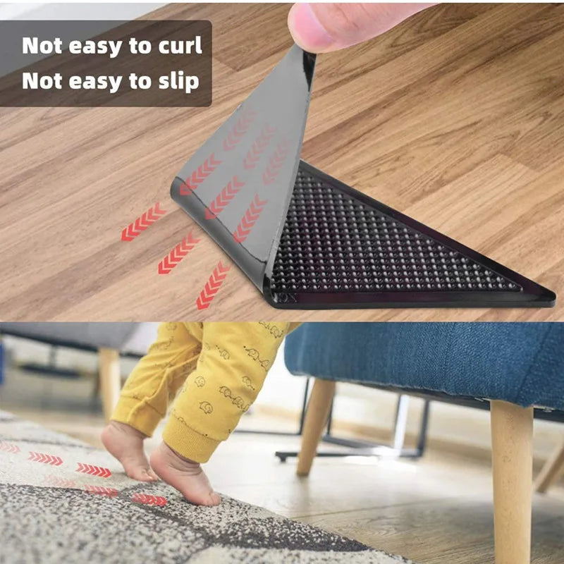 Triangle Carpet Non-slip Stickers Washable Reusable Rug Gripper Anti-skid Rubber Mat Patch Tape Tile Floors Carpets Corners Pad