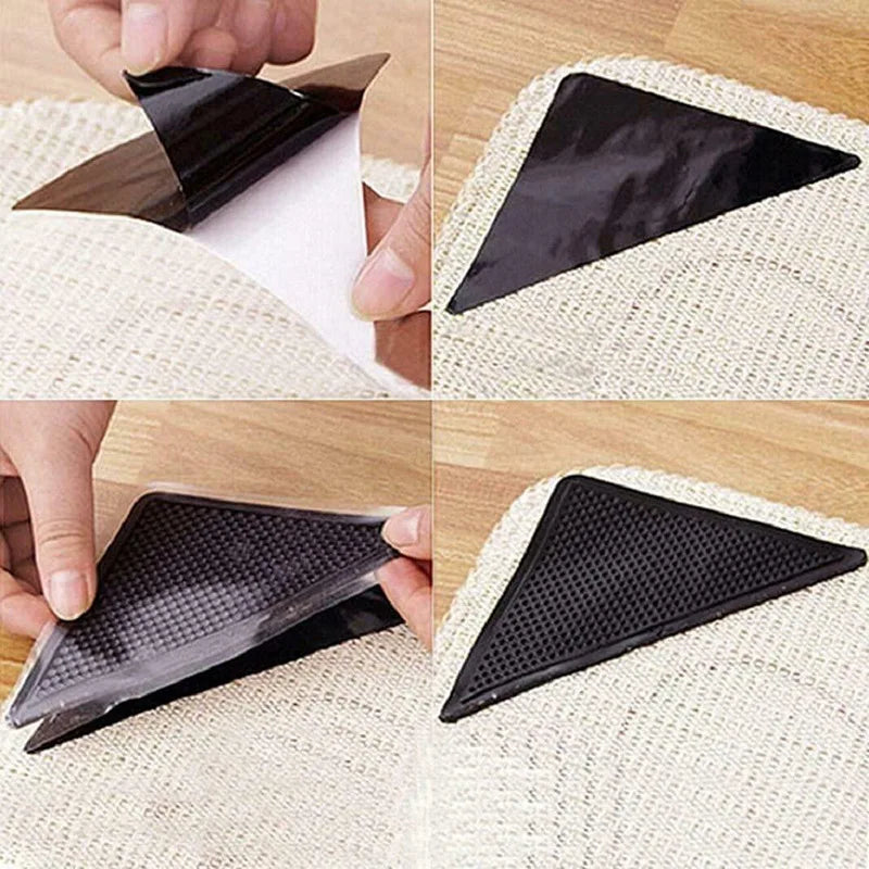 Triangle Carpet Non-slip Stickers Washable Reusable Rug Gripper Anti-skid Rubber Mat Patch Tape Tile Floors Carpets Corners Pad