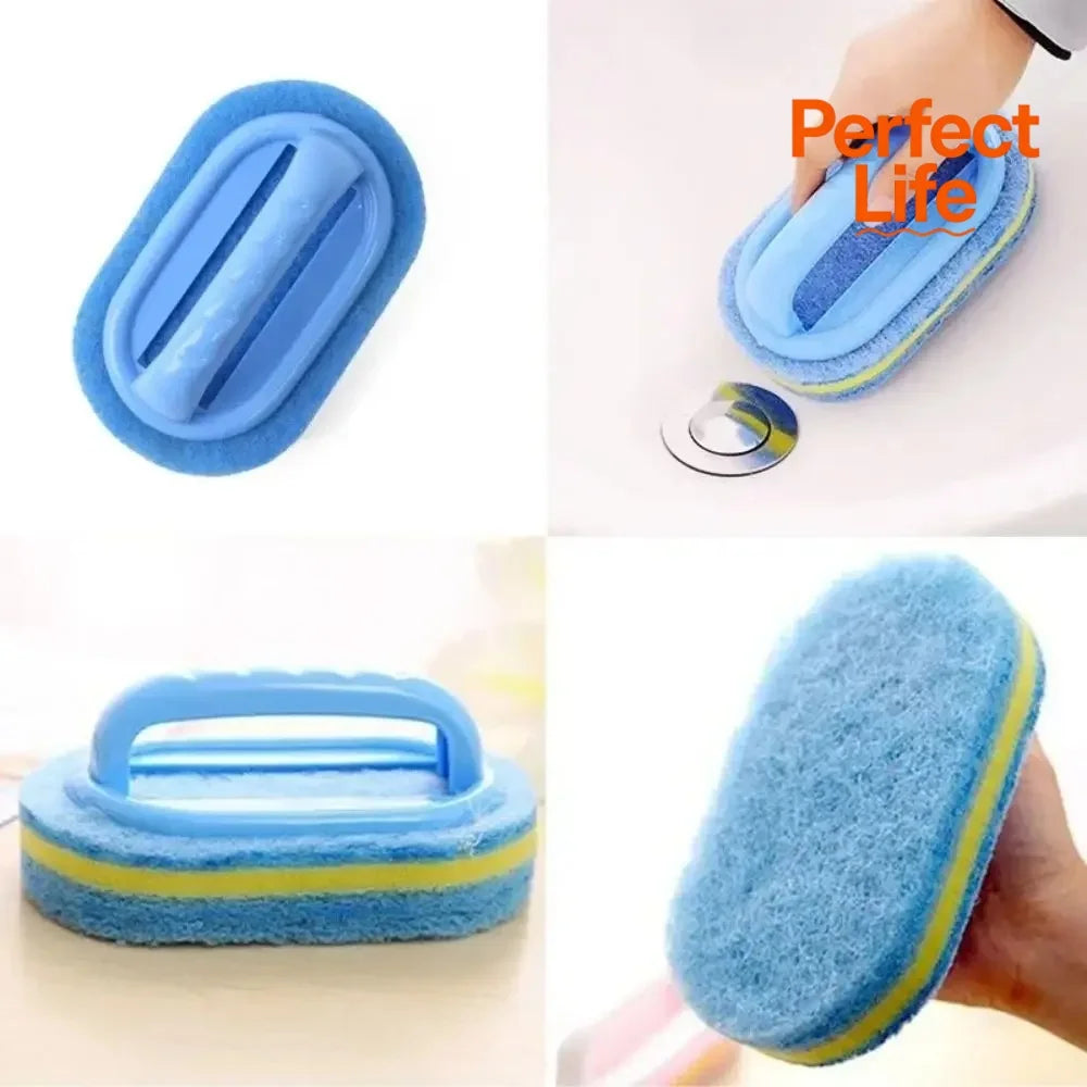 Pot Washing Kitchen Cleaning Brush with Handle - Pot Washing High-Density Thick Scouring Pad Ceramic Tile Wall Cleaning Brush