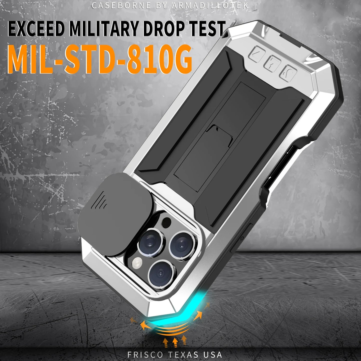 Rugged Metal Phone Case For iPhone 16e 15 14 Plus 13 Pro Max Heavy Military Shockproof Shell Slide Camera Cover Screen Protect