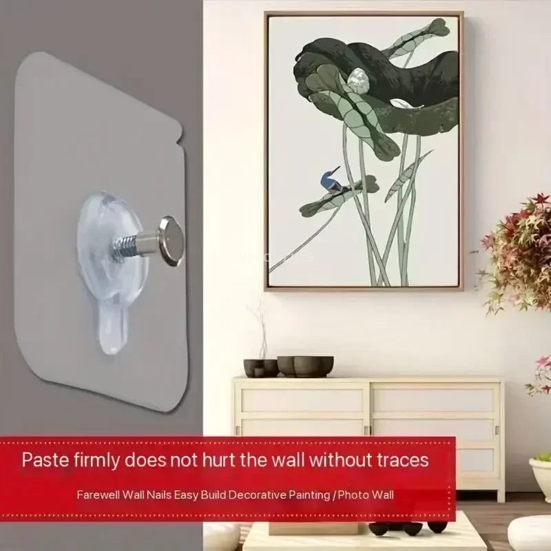 50/10pcs Self-adhesive Wall Hooks for Photo Frame Clock Strong Adhesive Transparent Nails Wall Hook Hangers Hanging Nail Holders