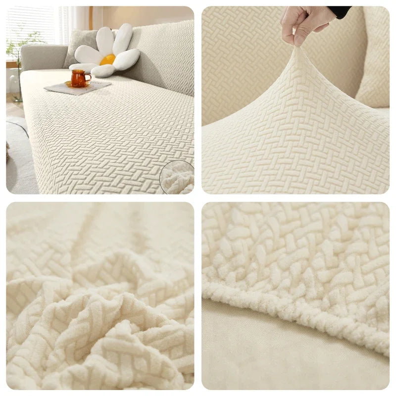Housse de canapé élastique en Jacquard pour salon, protection de fauteuil en polaire extensible, canapé en forme de L