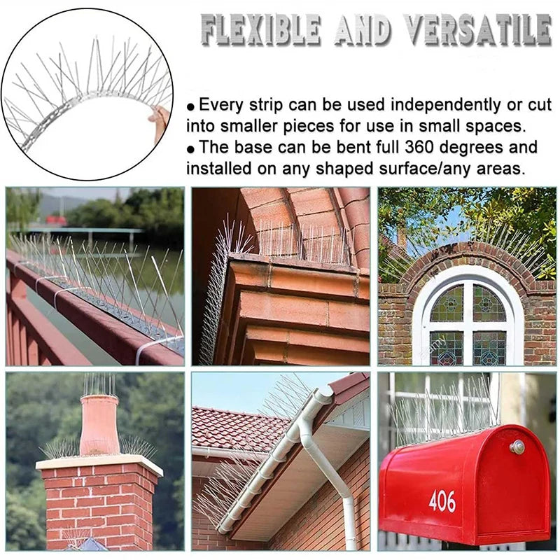 Bird Repellent Spikes Anti Against Birds and Pigeons Hooligans Deterrent Scarecaper Goods Scare Outside Repeller Balconies Pest
