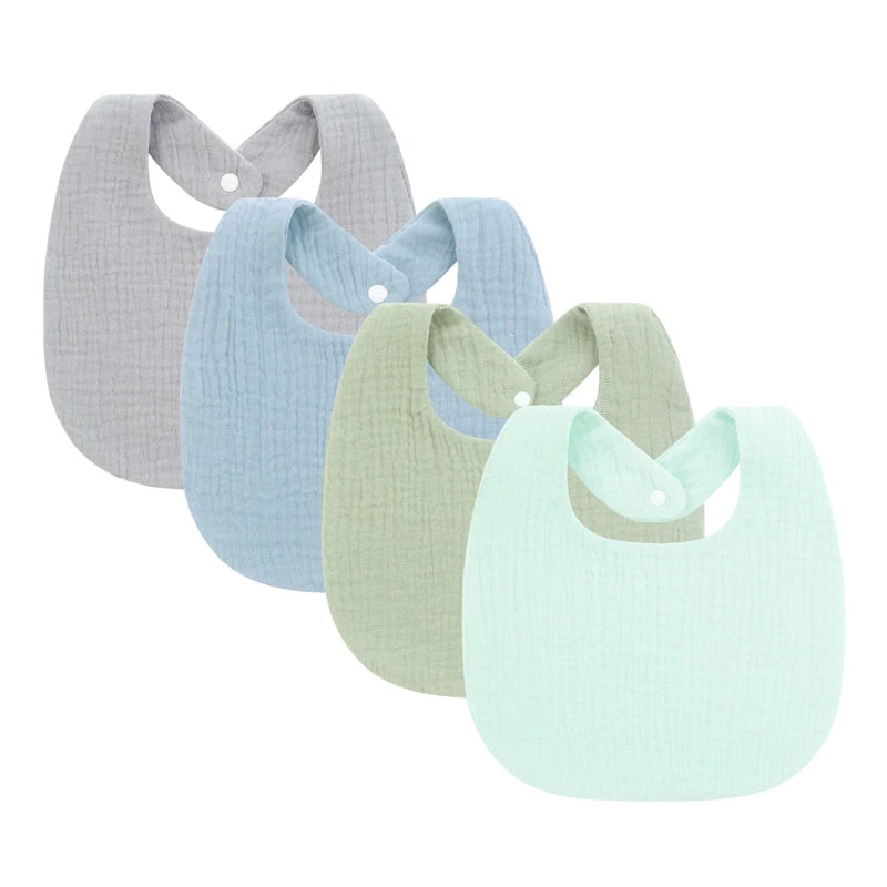 4Pcs Muslin Baby Bibs Burp Clothes Soft Cotton Kids Apron Infant Saliva Towels Toddler Accessories Baby Bibs Set Newborn Gift